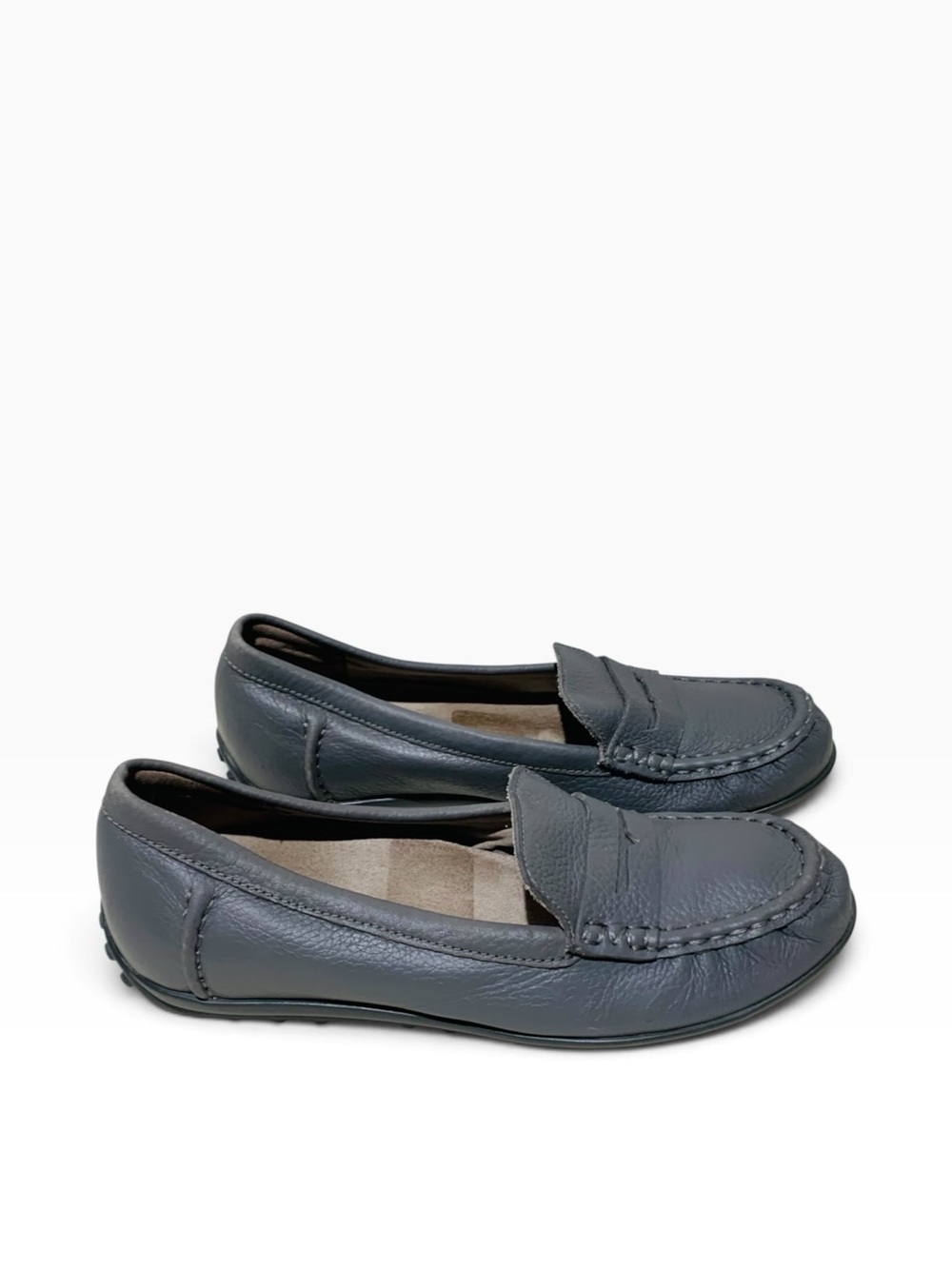 Women's Vionic Gray Leather Marcy Slip On Casual Loafers Sz 8